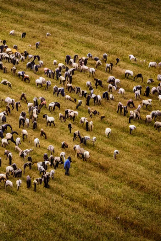 Prompt: herding a field of inkwells, high resolution, hd, 4k