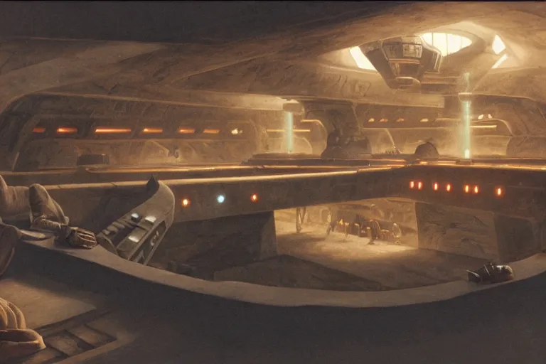 Image similar to the most amazing dream you ever had about star wars cantina, hyper realistic, ambient lighting, concept art, intricate, hyper detailed, smooth, volumetric lighting, george lucas, ralph mcquarrie, octane