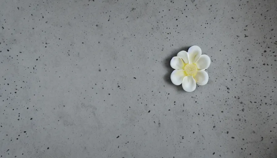 Image similar to a white flower made with milk on a white ceramic floor