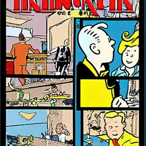 Prompt: Unpublished Adventures of Tintin graphic novel by Hergé