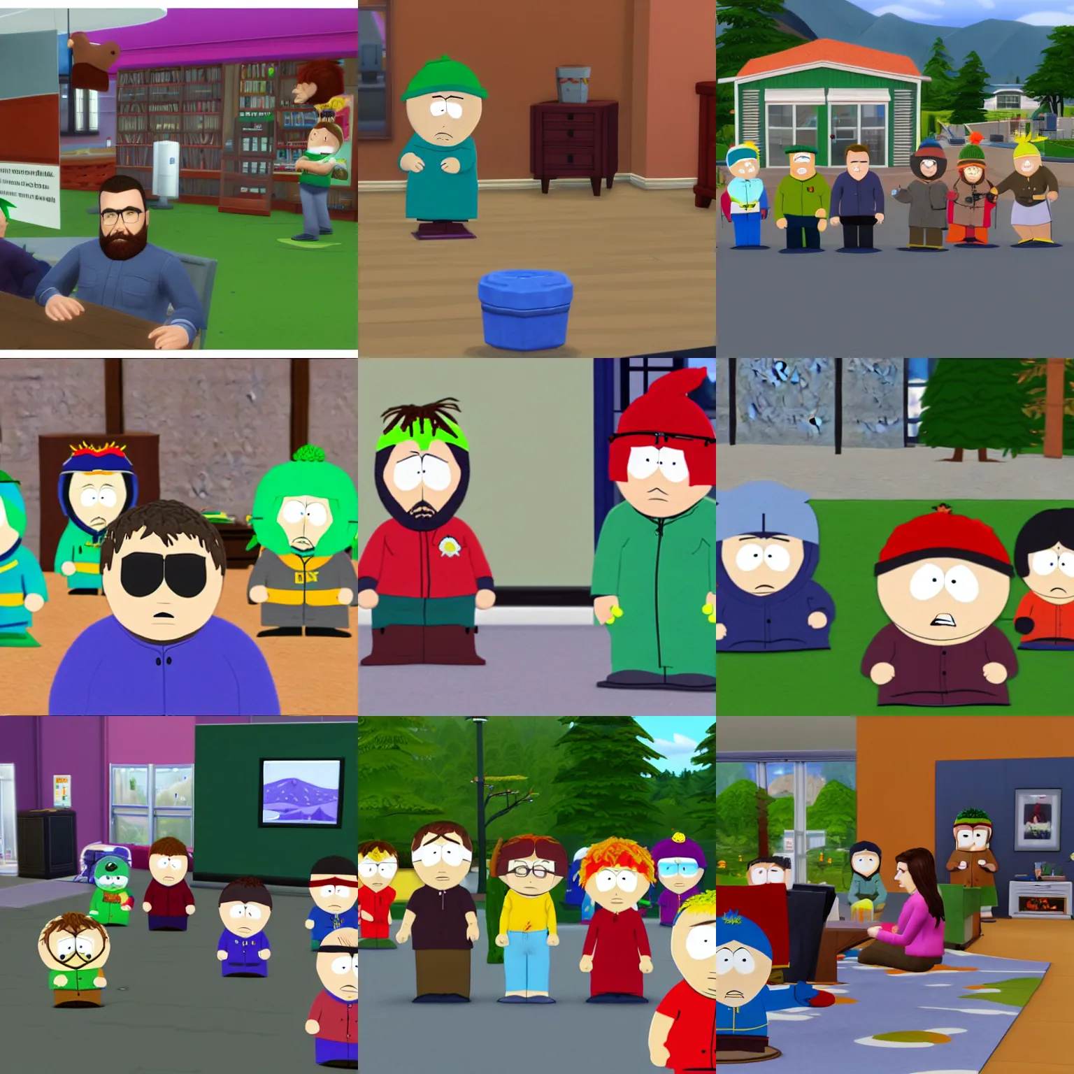 Prompt: south park in the sims 4