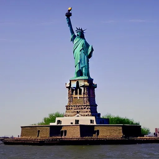 Prompt: the statue of liberty, but it's waldo