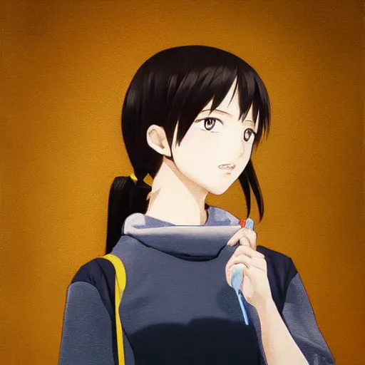 Image similar to a high detail portrait of high school girl by makoto sinkai, in simple background, by CLIP STADIO