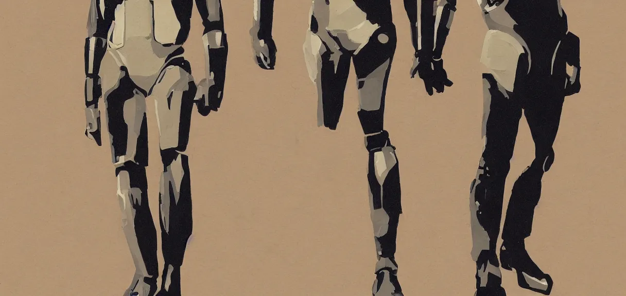 Image similar to male, full body, space suit with a modern helmet, large shoulders, short torso, long thin legs, tiny feet, character sheet, science fiction, very stylized character design, digital painting, by mike mignola, by alex maleev, jean giraud, painted by leyendecker