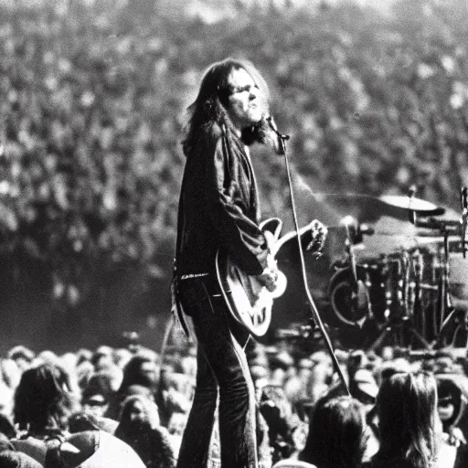 Image similar to high resolution photo of neil young on stage at woodstock in 1 9 6 9, award winning photography