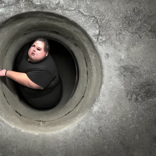 Image similar to a photo of a obese monster in the sewers