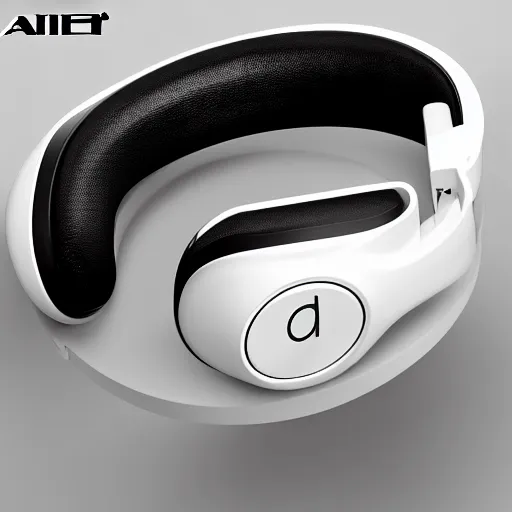 Image similar to product photoshoot of clean modern hand crafted aipods pro max beats headphones colot metal white silver with black leather padding well design ultrareallistic detailed high quality 8 k photorealistic ultra realistic