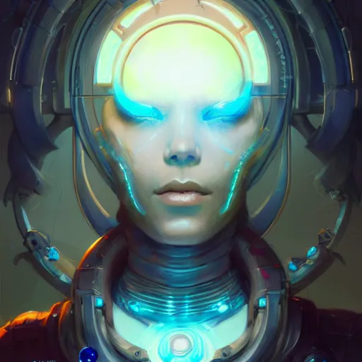 Prompt: a portrait of a beautiful cybernetic oracle, cyberpunk concept art by pete mohrbacher and wlop and artgerm and josan gonzales, digital art, highly detailed, intricate, sci-fi, sharp focus, Trending on Artstation HQ, deviantart, unreal engine 5, 4K UHD image