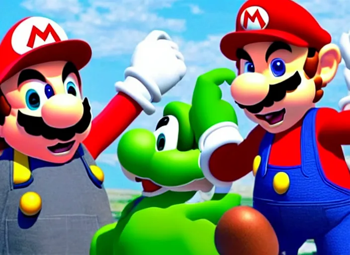 Image similar to film still of mario and yoshi in the new sci - fi movie, 8 k