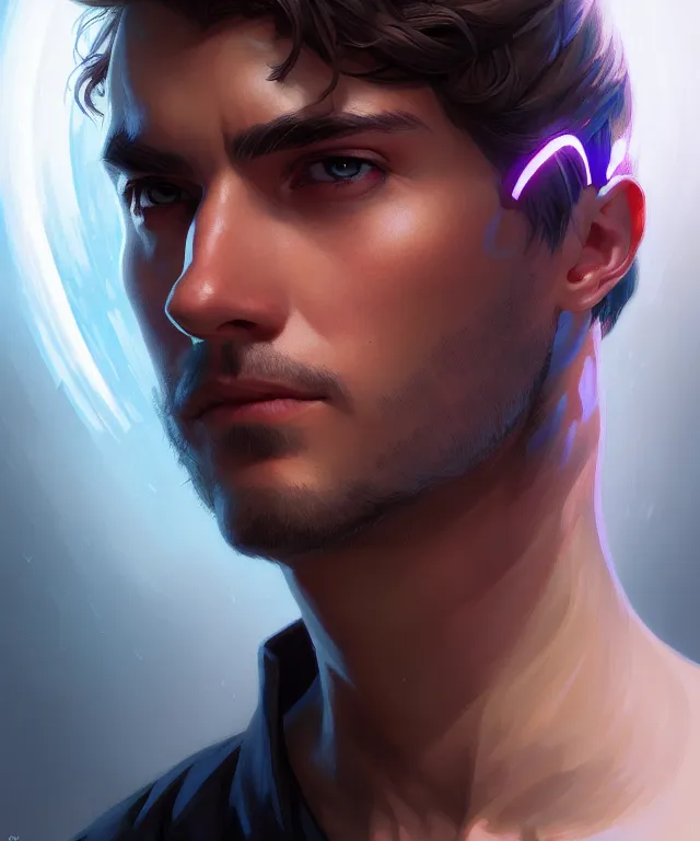 Prompt: Hacker man portrait hacks computer, highly detailed, digital painting, artstation, concept art, smooth, sharp focus, illustration, art by artgerm and greg rutkowski and alphonse mucha