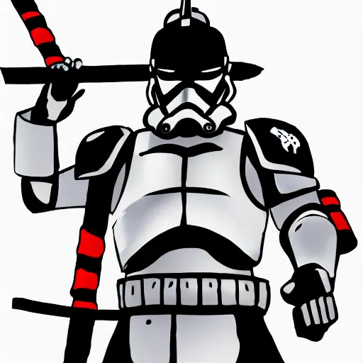 Image similar to a profile picture illustration of a samurai wearing a clone troopers helmet
