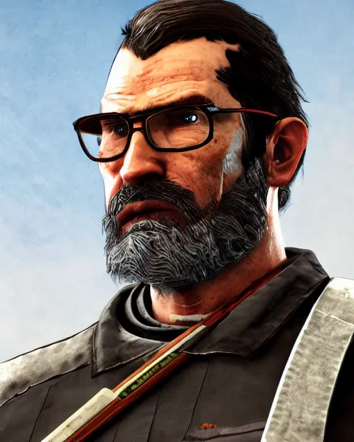 Prompt: gordon freeman by red dead redemption 2, by greg rutowski, cinematic, photorealistic