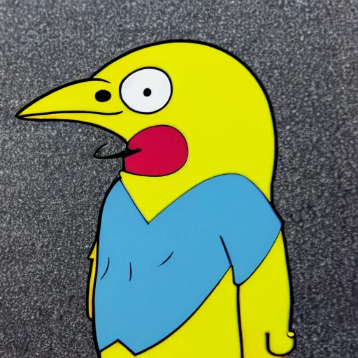 Prompt: yellow bird character from adventure time,