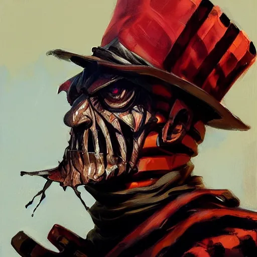 Image similar to greg manchess portrait painting of partially armored freddy krueger as overwatch character, medium shot, asymmetrical, profile picture, organic painting, sunny day, matte painting, bold shapes, hard edges, street art, trending on artstation, by huang guangjian and gil elvgren and sachin teng