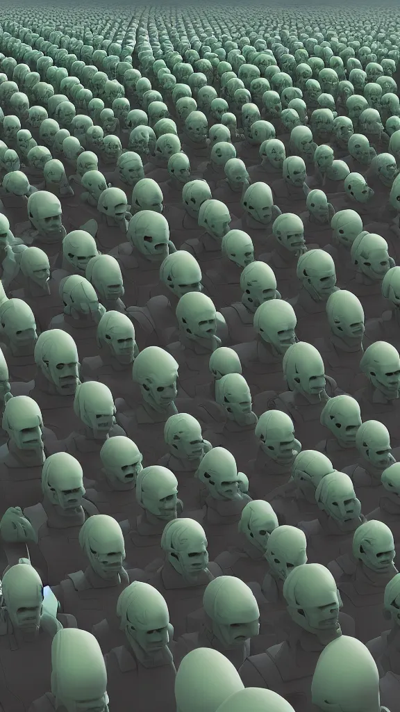 Image similar to army of Obama clones the size of the Hulk by Beeple, 4K