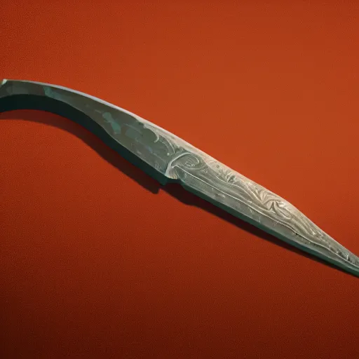 Image similar to detailed digital painting of a crysknife from the movie “Dune” (2021), high quality, octane render, trending on artstation, 4k, dramatic