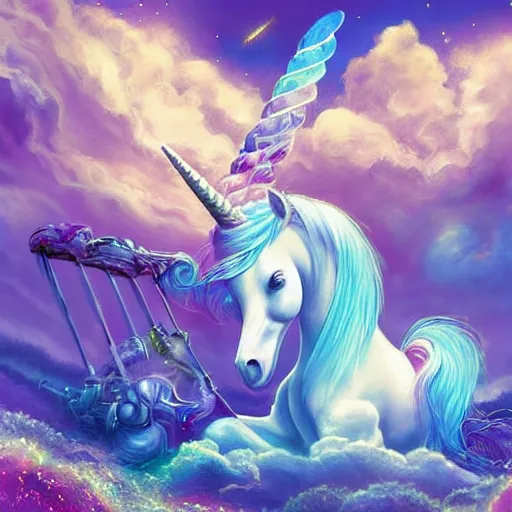 Image similar to epic album cover, a bubble unicorn, tending on artstation, award-winning art