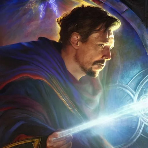 Image similar to bernie sanders as doctor strange, radiant light, caustics, heroic, bright iridescent light, by gaston bussiere, bayard wu, greg rutkowski, maxim verehin