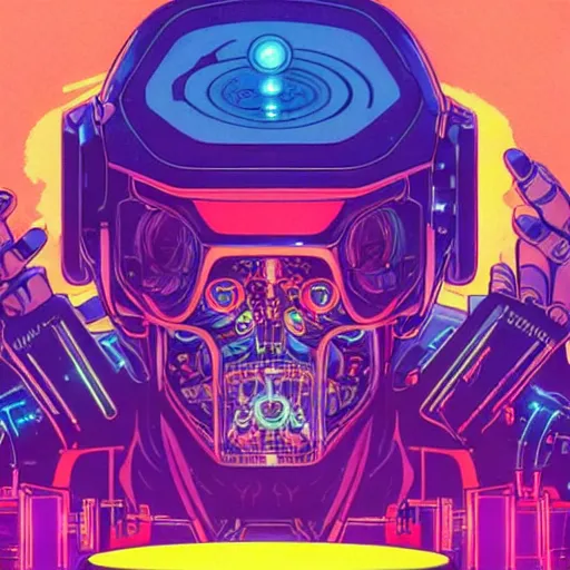 Image similar to a portrait of a beautiful cybernetic occultist performing summoning rituals to bring technological singularity, cyberpunk concept art by josan gonzales and jean claude meziere and syd mead and moebius