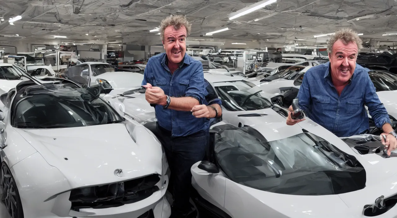 Prompt: a photo of jeremy clarkson buying his dream car, high detail, high definition, 8k, photorealistic,