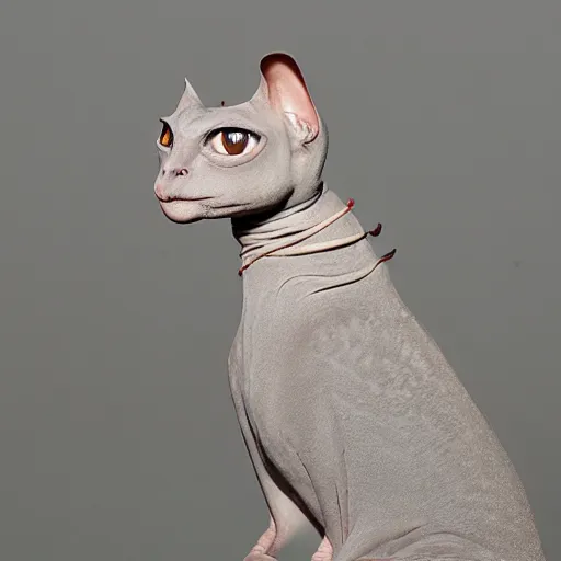 Prompt: bingus, sphinx cat, staring at you from sky