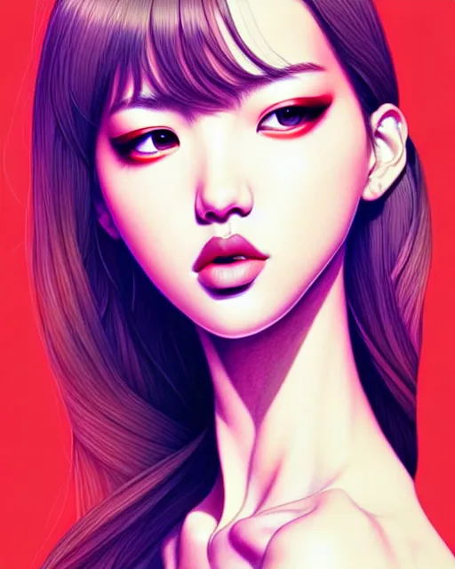 Prompt: richly detailed color illustration of lalisa illustrated by artgerm and mina petrovic and timothy kong and marina federovna. 3 d shadowing, eyes closed!!!