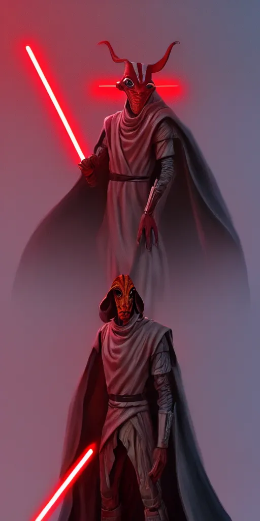 Prompt: jar jar binks as a sith lord, in the style of artstation, 4 k