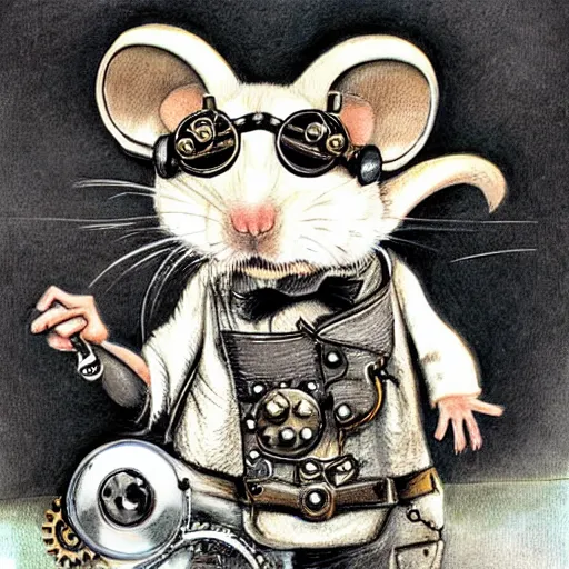 Image similar to a rat with steampunk googles, by Esao Andrew