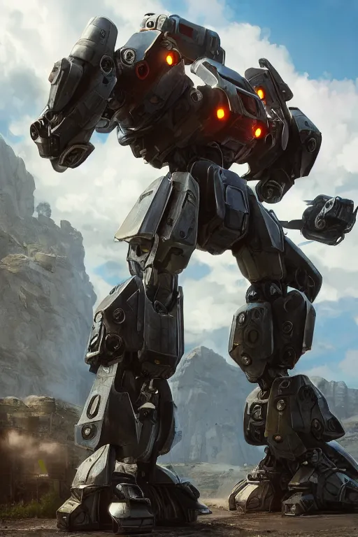 Image similar to mechwarrior 5 : mercenaries mech megaman transformer robot boss tank engine game octane render, 4 k, hd 2 0 2 2 3 d cgi rtx hdr style chrome reflexion glow fanart, global illumination ray tracing hdr fanart arstation by ian pesty by jesper ejsing pixar and disney unreal zbrush central hardmesh