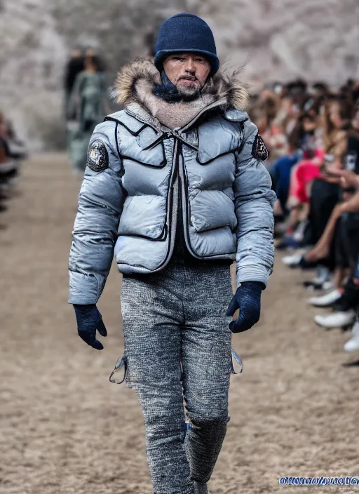 Image similar to hyperrealistic and heavy detailed moncler runway show of walmart, leica sl 2 5 0 mm, vivid color, high quality, high textured, real life