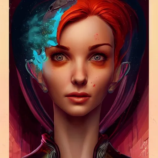 Image similar to Lofi BioPunk portrait triss merigold with a phoenix, Pixar style by Tristan Eaton Stanley Artgerm and Tom Bagshaw