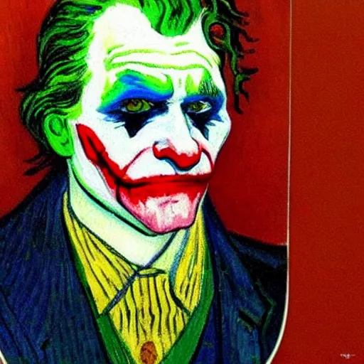 Image similar to joker painted by vincent van gogh, highly detailed, intricate, painted