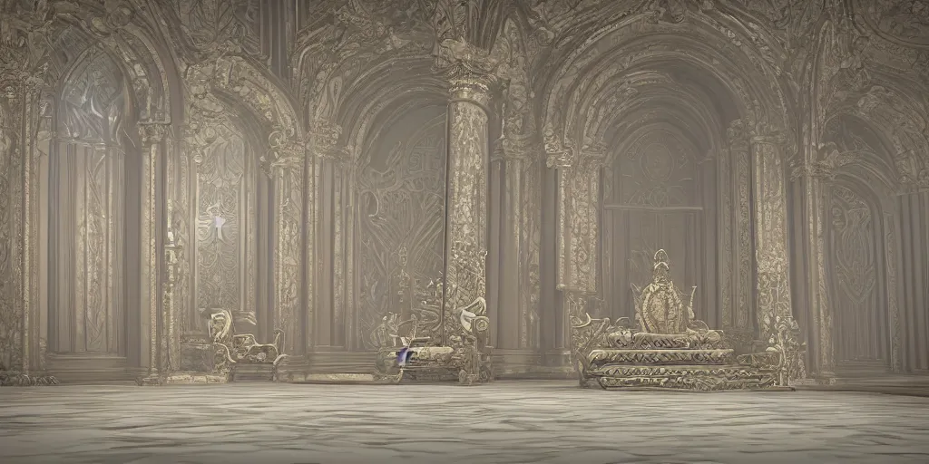 Image similar to throne room, ultra realistic, digital art