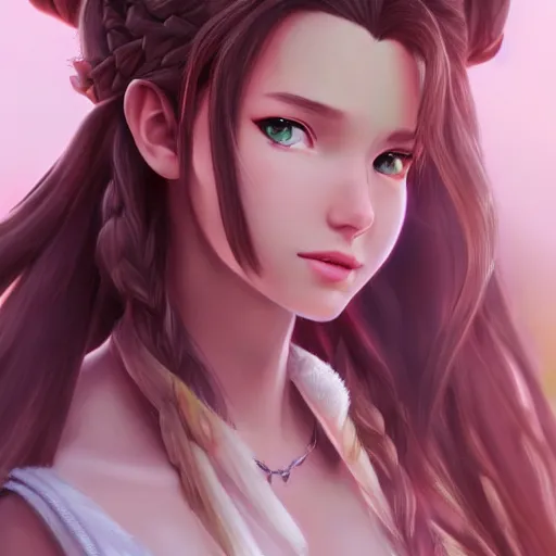 Image similar to concept art of aerith aeris by logan cure, BangkuART, sakimichan, yan gisuka, zeronis, dan eder, nick silva, Ja Mong, 4k, artstation