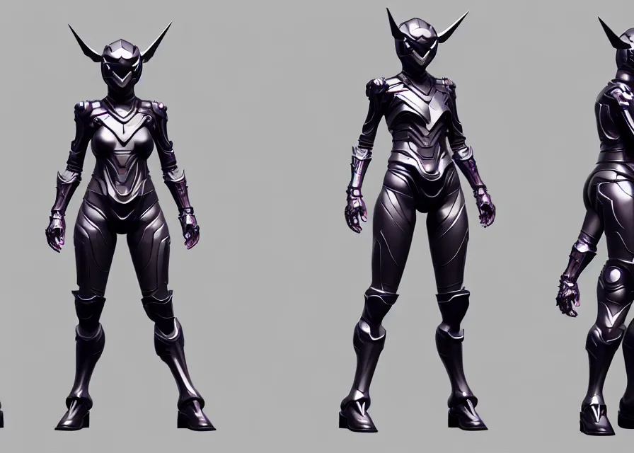 Prompt: female kamen rider character concept art sprite sheet of abstract rhino concept, big belt, single horn, human structure, concept art, hero action pose, human anatomy, intricate detail, hyperrealistic art and illustration by irakli nadar and alexandre ferra, unreal 5 engine highlly render, global illumination