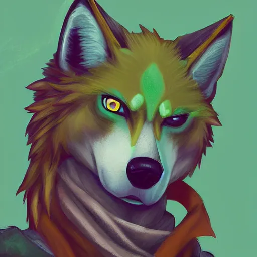 Prompt: Beautiful portrait digital painting, oil painting, anthro anthropomorphic pastel-green androgynous wolf, at a lake anarchist anarcho-punk Punk Punk outfit. furaffinity, artstation