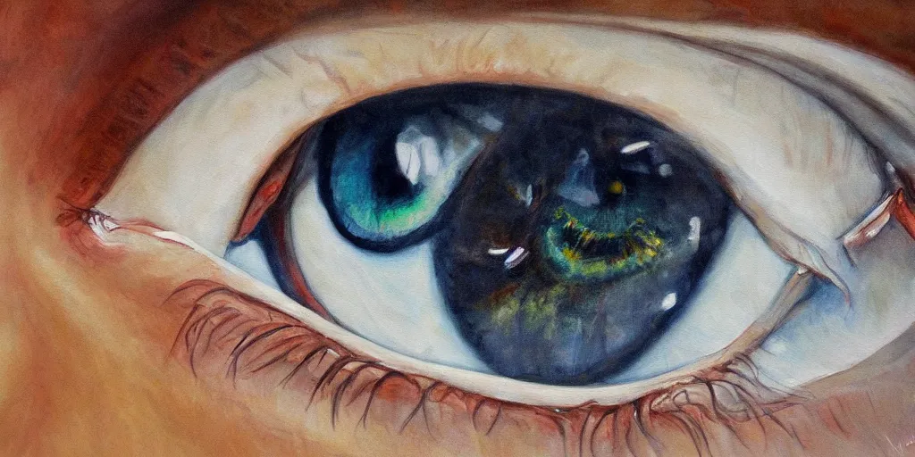 Image similar to detailed painting of curious eyes