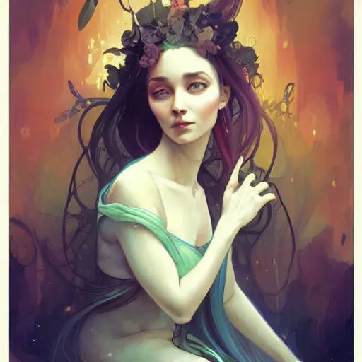 Image similar to a portrait in the style of anna dittmann and greg rutkowski and alphonse mucha.