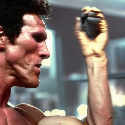 Image similar to Live Action Still of Jerma in Rocky II, real life, hyperrealistic, ultra realistic, realistic, highly detailed, epic, HD quality, 8k resolution, body and headshot, film still