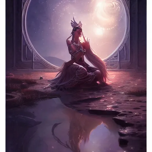 Image similar to star goddess, fine art, awesome fantasy book cover on pinterest, award winning, dark fantasy landscape, fantasy magic, intricate, elegant, sharp focus, cinematic lighting, highly detailed, digital painting, concept art, art by wlop and artgerm and greg rutkowski, masterpiece, trending on artstation, 8 k