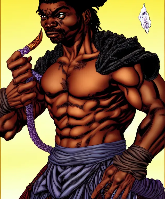 Image similar to a ( fantasy comic ) ( cover art ) upper body portrait of ( keith david 1 9 8 8 ) as a monk, digital illustration by ken taylor and sana takeda and kentaro miura, fine inking lines, vivid colors, dnd, photorealistic, hd, 4 k, trending on artstation