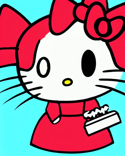 Image similar to anime judge hello kitty holding a gavel, angry eyebrows