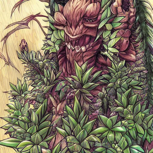 Prompt: a monster made of plants, anime art style, trending on art station
