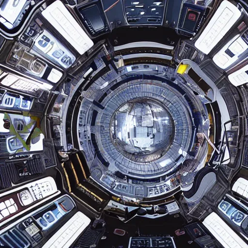 Image similar to a cinematic view of the inside of an orbital space habitat