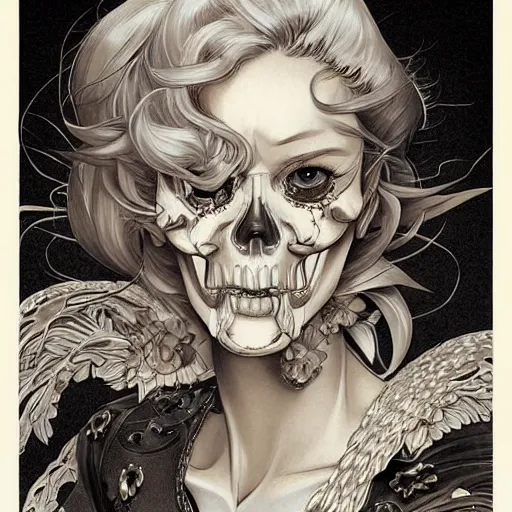 Image similar to anime manga skull portrait young woman skeleton, angel intricate, elegant, highly detailed, digital art, ffffound, art by JC Leyendecker and Norman Rockwell