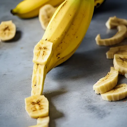 Prompt: ((a giraffe-))banana being peeled