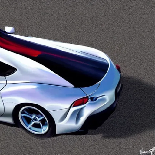 Image similar to toyota supra flying through the skies leaving a vapor trail, children's drawing, insanely detailed