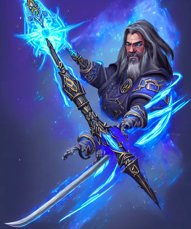 Prompt: bright weapon of warcraft blizzard wizard staff art, a spiral magical wizard staff. bright art masterpiece artstation. 8k, sharp high quality illustration in style of Jose Daniel Cabrera Pena and Leonid Kozienko, blue colored theme, concept art by Tooth Wu,