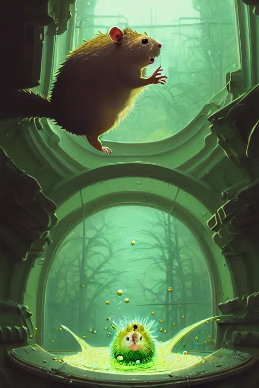 Prompt: a detailed illustration of a giant hamster monster destroying a school, green slime dripping from the hamster, intricate, horror, highly detailed, digital painting, trending on artstation, smooth, sharp focus, illustration, art by greg rutkowski, loish, rhads, makoto shinkai and lois van baarle, ilya kuvshinov, rossdraws