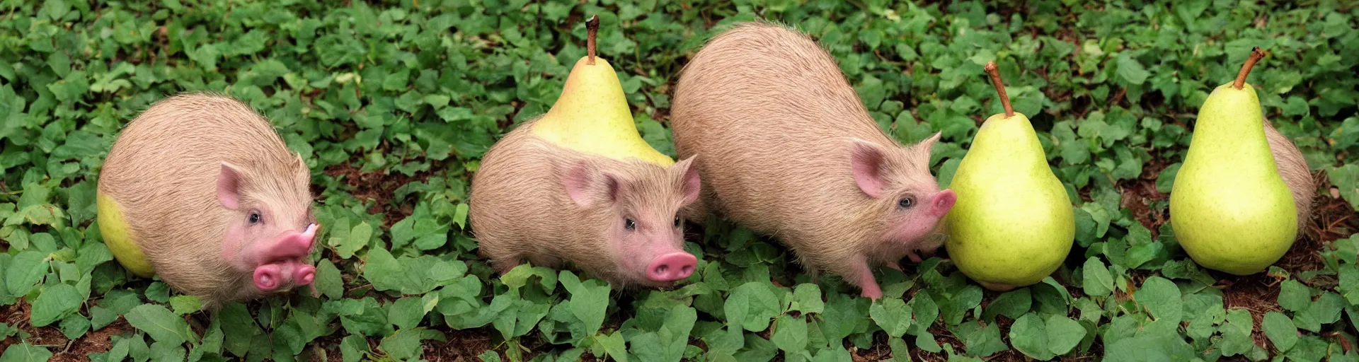 Image similar to a hybrid combination of a hog and a pear, cute, nature photo